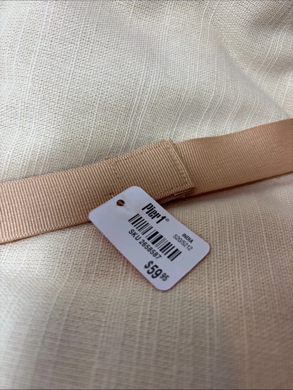 Pier 1 Cream Tablecloth with vintage gold Beaded Fringe